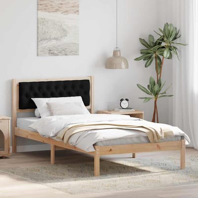 vidaXL - Bedframe - met - hoofdeinde - Zwart - 100 - x - 200 - cm - Massief - grenenhout