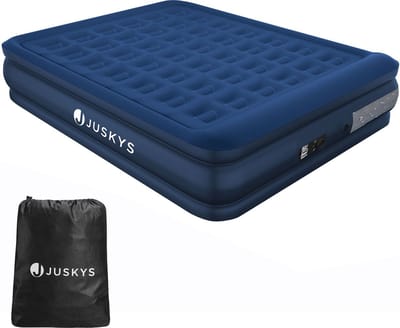 Juskys Zelfopblaasbaar Luchtbed Sapri L - Blauw - 197 x 154 x 45 cm - Incl. Opbergtas