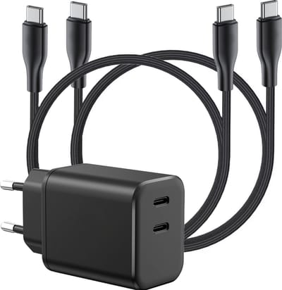 Snel Oplader geschikt voor Samsung - Dual Snellader met USB-C Kabels 2 Meter