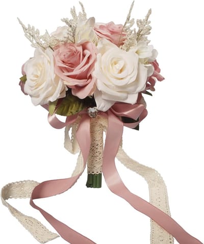 Luxe Bruidsboeket Champagne Wit & Roze Kunstbloemen voor Bruiloft en Ceremonie