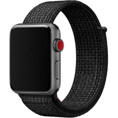 2+1 | Apple Watch Bandje Osvo - Geweven - Nylon - Reflector Zwart