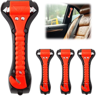 Veiligheidshamer Auto - Noodhamer - Veiligheidshamers - Auto Hamer - 2 in 1 Safety Hammer & Gordelsnijder - 4 Stuks - Oranje