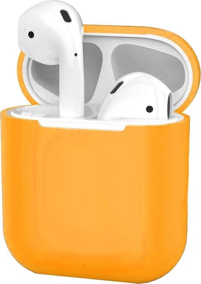 Hoesje - Geschikt voor Apple Airpods 1 - Siliconen Dun Met Clip - Case Cover - Silicone Hoes - Oranje