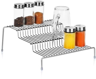 Keukenplank Metaal Grijs 3-Niveaus 28x26x11 cm - Plank voor Keuken - Keukenkast - Keukenrek - Kruidenrek - Kruidenhouder
