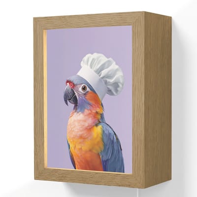 Wandlamp 15x20 cm - Oplaadbaar - Papegaai - Koksmuts - Paars - Cute - Wandlampen binnen woonkamer - Slaapkamer lamp met kabel - Decoratieve nachtlamp - Vloerlamp snoer