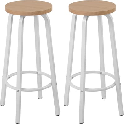 Barkrukken Set 30x30x70cm Bruin - Set van 2, Zonder rugleuning en Wit/bruin - Voor Eetkamer, Keuken en Woonkamer