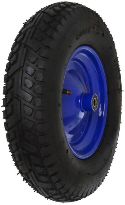 GEKO Blauw wiel - 140 kg draagkracht - 6-laags - Inclusief as - Voor kruiwagens en karren