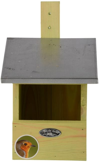 Houten vogelhuisje/nestkastje roodborstjes - Tuindecoratie vogelnest nestkast vogelhuisjes - tuindieren
