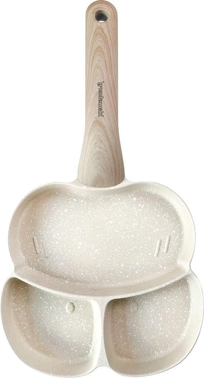 Pannenkoekenpan 3-in-1 - Koekenpan Omelet - Ontbijt Bereiden - Aparte Vormen - 18 cm - Beige