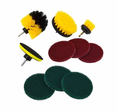 AWTools AW55310 - Schoonmaakborstelset - 10 Stuks - Voor Boormachine - Nylon Borstel - Kunststof Behuizing