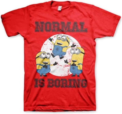Minions Heren Tshirt -S- Normal Life Is Boring Rood