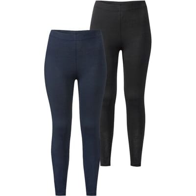 ESMARA 2 dames leggings (Zwart/marineblauw, XS (32/34))