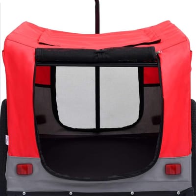 Fietskar Hond - Hondenbuggy - Vervoer Huisdier - Stabiel Ontwerp - 63.5 x 131 cm - Rood Grijs