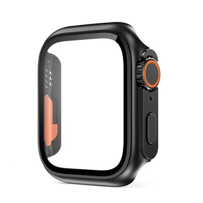 Stravo Ultra-look Case met Screenprotector – Geschikt voor Apple Watch 45mm – TPU Bumper Hoesje – Compatibel met Series 7 / 8 / 9 – Zwart