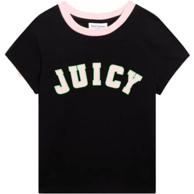 Juicy Couture Juicy Couture Juicy Collegiate Ringer T_Shirt ZWART - Maat M