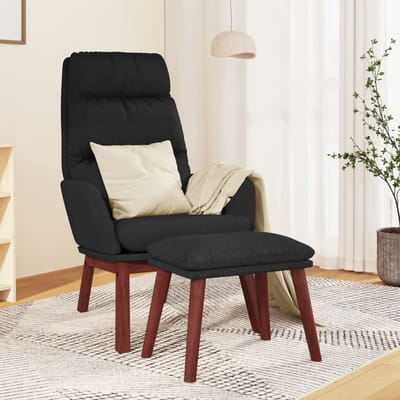 vidaXL - Relaxstoel - met - voetenbank - stof - zwart