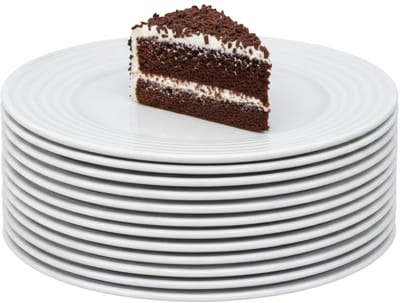 Cosy & Trendy Gebaksbordjes - 12x stuks - wit - glas - D19 cm - Kleine ronde bordjes - taart schoteltjes - dessert bordjes