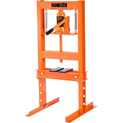 VEVOR Werkplaatspers Hydraulische pers 6T Automatische Framepers 55-250 mm 110 mm Slaghoogte Handmatige Lagerpers Koolstofstaal Werkplaatspers voor de Wutobussen, Kogelgewrichten, U-gewrichten enz.