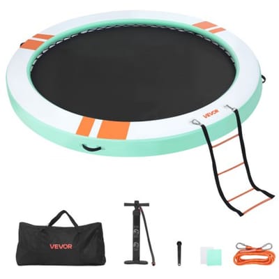 VEVOR Opblaasbaar Drijvend Dok, Φ3,66 M, Drijvend Platform met Antislipoppervlak, Draagtas & Afneembare Ladder, Drijvend Eiland, Waterplatform voor Zwembad, Strand & Zee, Rond