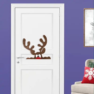 Without Lemon - Kerst Decoratie - Stickers Decoratie - Non Woven - Ramen - Deuren - Muur - Kerstmis - Sfeer - Incl. Dubbelzijdig Plakband - Rendier Rudolf