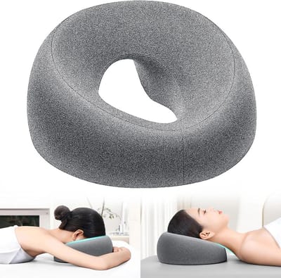 SnelShoppen - Gezichtsmassagekussen Traagschuim U-vorm Ademend Gat Donkergrijs Ergonomisch Voor Massagetafel Spa en Schoonheidssalon