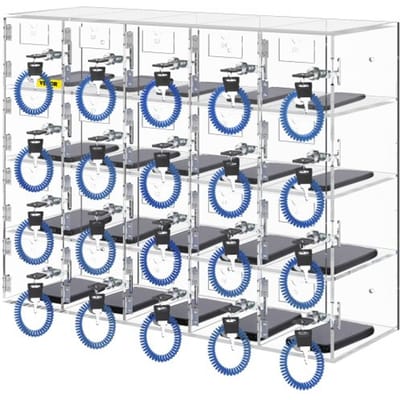 VEVOR Opbergkast voor Mobiele Telefoon, 20 Vakken Acrylmateriaal met Deursloten en Sleutels, Wandgemonteerde Kast, Zakkantoor, Klaslokaal, Sportschool, Doos, Transparant