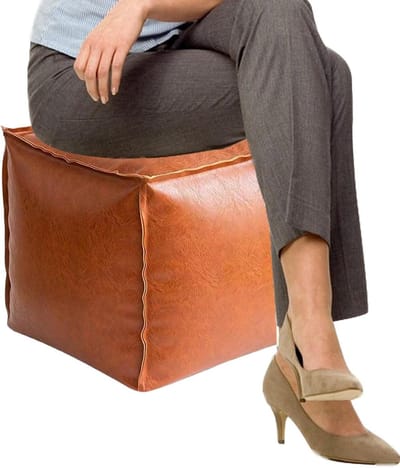 Opberg Poef - Zetel Kruk - Ruimte Besparen - Opvouwbaar Design - 7.3x21.3x7.3 cm - Oranje