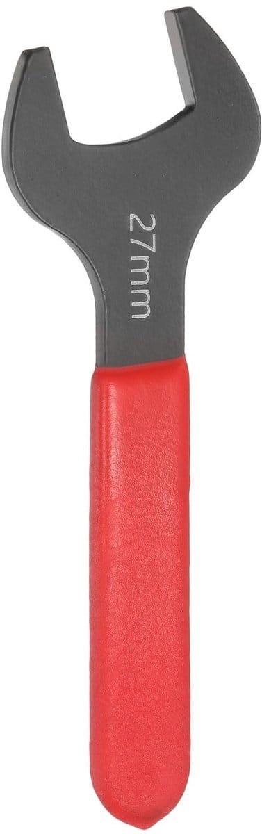 Dailygoods - QUARKZMAN 27 mm, eenzijdige open steeksleutel, metrisch, 15 graden, schuine U-vormige steeksleutel, platte kop, zwarte moersleutel met rode handgreep, voor autoreparatie