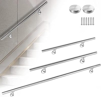 NAIZY leuning 60cm roestvrij staal leuning buiten & binnen trap leuning met aansluiting muur leuning waterdicht tuinmeubelen beschermhoes voor trap balkon balustrade