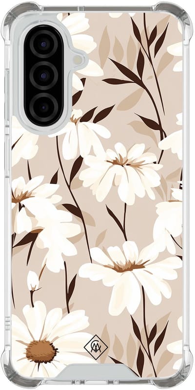 Casimoda® hoesje - Geschikt voor Samsung Galaxy A56 - In Bloom - Shockproof case - Extra sterk - TPU/polycarbonaat - Bruin/beige, Transparant