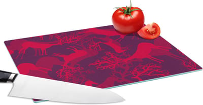 Glazen Snijplank - 28x20 - Hert - Patroon - Kleuren - Snijplanken Glas