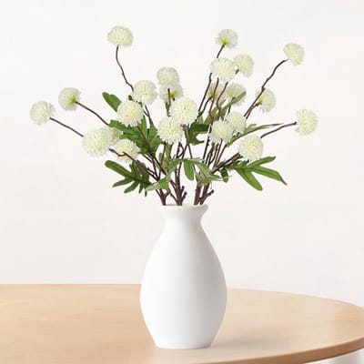 Kunstmatige Hortensia Bloemen, Set van 5 Stuks met Lange Steel, Nepplant voor Herfst Decoratie, Bruiloft en Thuisinrichting (Wit)