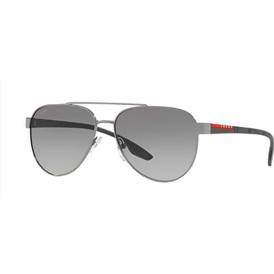 Prada Dubbele Brug Aviator Zonnebril Heren zonnebril Zilver PS54TS5AV3M1 Basic Packaging-Eyeglass Case+Box,58 gray