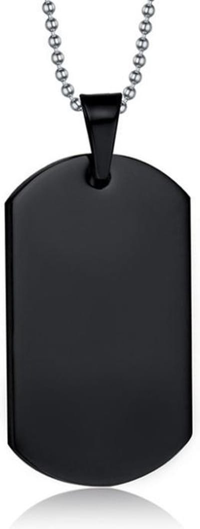 Zwarte Dogtag kettinghanger met ketting