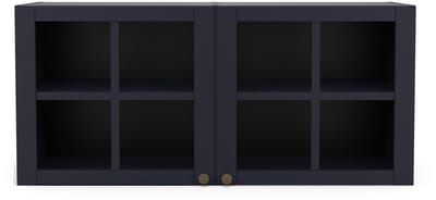 Wandkast Chester - 120x37x55cm - 2 deuren in glas - indigo - CBA - Keuken bovenkast - Blauw - Spaanplaat; Glas