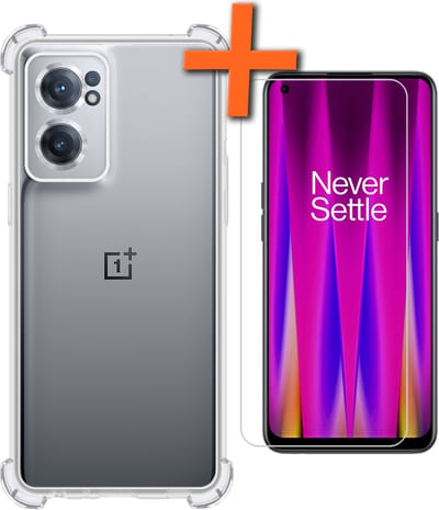 Hoes - Met Screenprotector - Geschikt voor OnePlus Nord CE 2 - Sterk & Shockproof - Siliconen Case - Back Cover - Telefoon Hoes - Shock Proof - Transparant