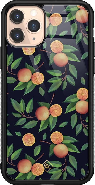 Casimoda® hoesje - Geschikt voor iPhone 11 Pro - Fruit / Sinaasappel - Luxe Hard Case Zwart - Backcover telefoonhoesje - Multi