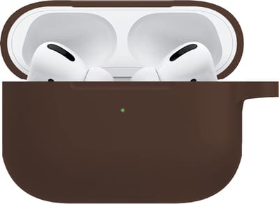 Hoesje - Geschikt voor Apple Airpods Pro - met Clip - Siliconen Hoes - Silicone Case Cover - Bruin