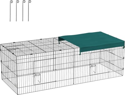 PawHut-Kooi voor kleine dieren-Staal-220x85x70cm-Groen