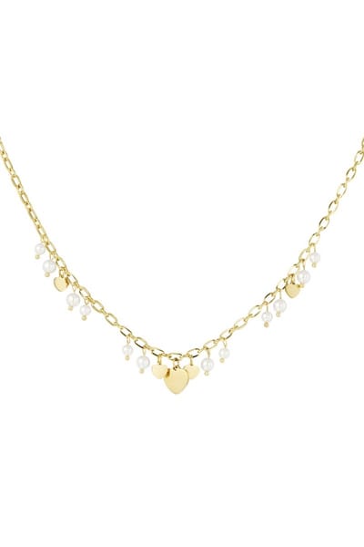 Hearts & pearls- ketting- hartjes-parel- goud