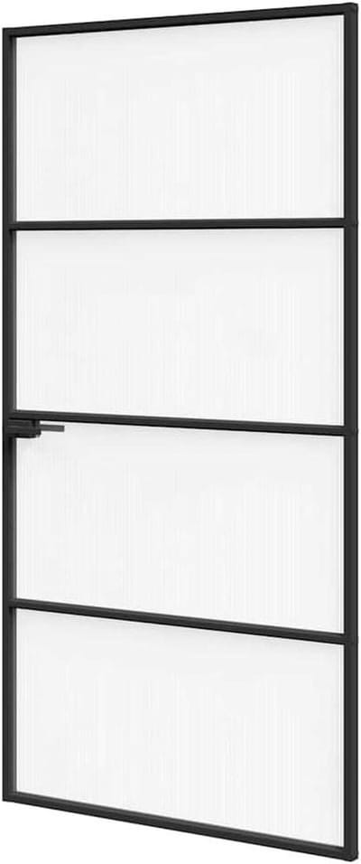 Binnendeur met glas - Moderne deur - Lichtinval creëren - Veiligheidsglas aluminium frame - 76 x 2015 cm - Zwart