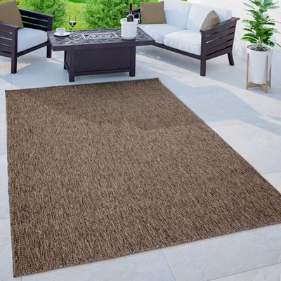 Flycarpets Veniro Effen Binnen en Buitenkleed Taupe - 80x150 cm - Laagpolig Vloerkleed Buiten - Tuinkleed / Tuintapijt