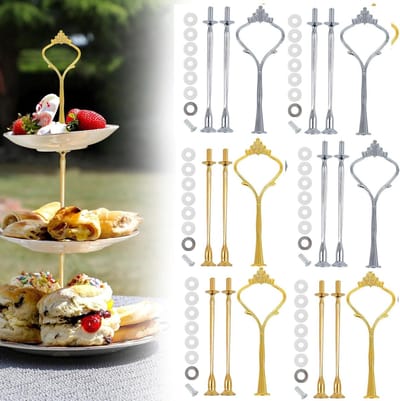 Set van 6 etagère stangen voor het bouwen van een vintage etagère, ideaal voor taarten, cupcakes en fruitpresentaties