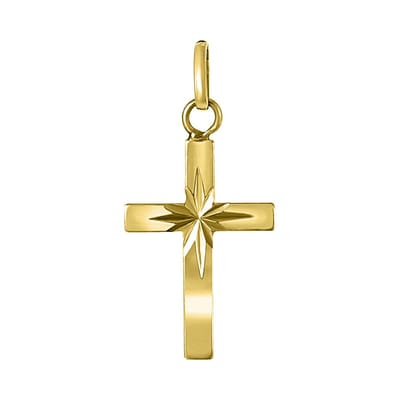 Lucardi Dames 14 Karaat geelgouden hanger kruis - Hanger - 14 Karaat Goud - Geelgoud