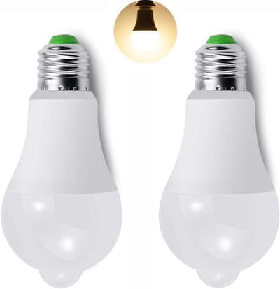 Set van 2 LED-lampen met bewegingssensor - E27 - Warm Wit - Ideaal voor Binnen en Buiten