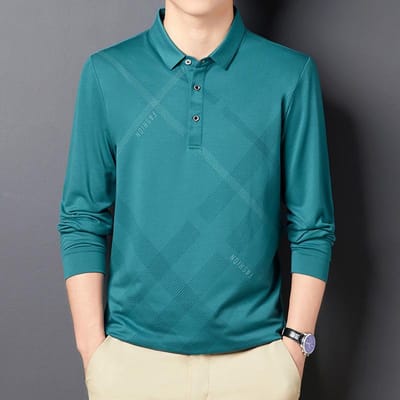 Zomer Nieuw Heren Polo met Korte Mouwen en Revers Jong en Middelbare Leeftijd Heren Dunne Mode Dun Gestreept Top 4XL blue