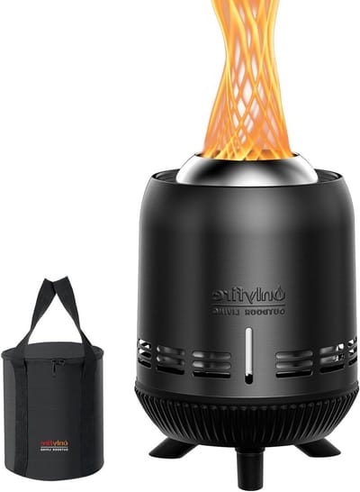 Outdoor Mini Fire Bowl 15x24cm Low Smoke for Garden Table Fireplace with Storage Bag for Balcony and Camping - Pellets/Wood Stainless Steel Black