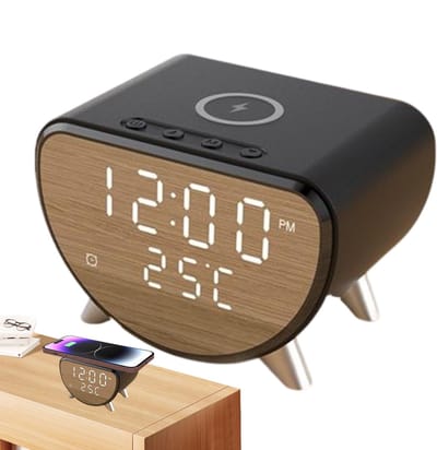 longziming -Digital Alarm Clock – 3-in-1 Draadloze Oplader – 15W Draadloze Oplader met Digitale Klok en Temperatuurweergave – Compact, Veilig en Stijlvol voor Thuis en Kantoor