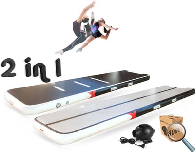 YouAre AirTrack Pro 4.0 | 4 meter — 15cm dik | incl. 800 Watt STERKE miniblower | Turnmat | Gymnastiek | Gymmat | Speelmat | Yogamat | Opblaasbaar | Waterproof | 4m Gym fitness mat opblaasbaar met elektrische lucht-pomp
