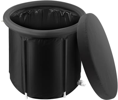 Ice Bath Tub, 85 x 75 cm, Draagbaar Opblaasbaar, 330 Liter Capaciteit, -20°C tot 60°C, Met Deksel